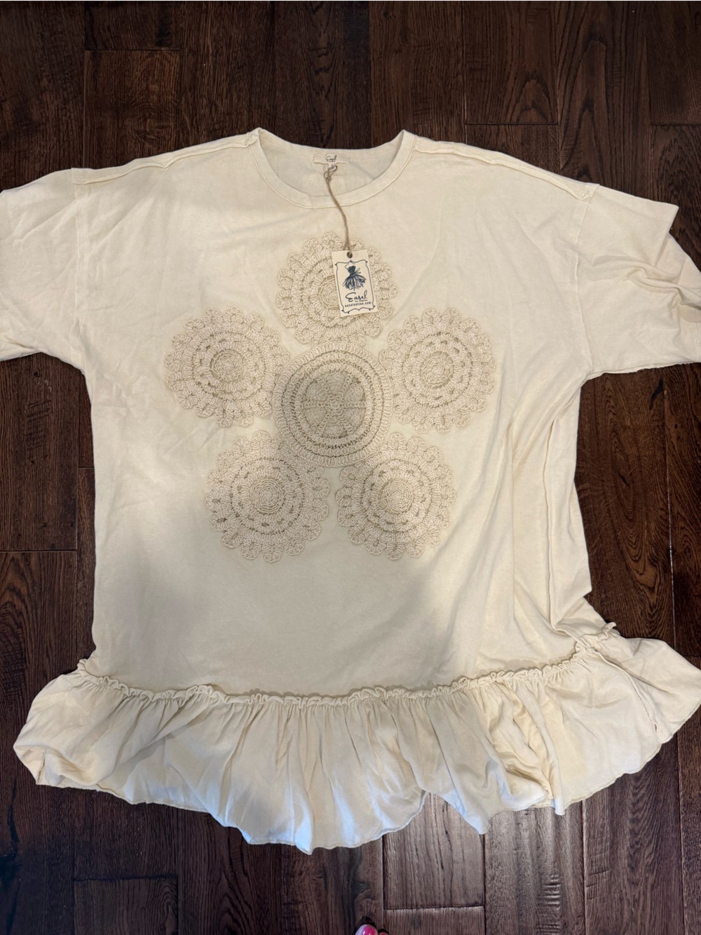 easel Natural Crochet-Front Mini Dress